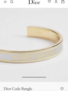 Christian Dior Gold & White Enamel Code Bangle